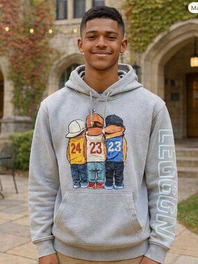 NBA Legends Hoodie Men L Gray Kobe Bryant Michael Jordan LeBron James Sweatshirt